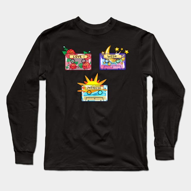 Cassette tape Long Sleeve T-Shirt by MarielaArtShop